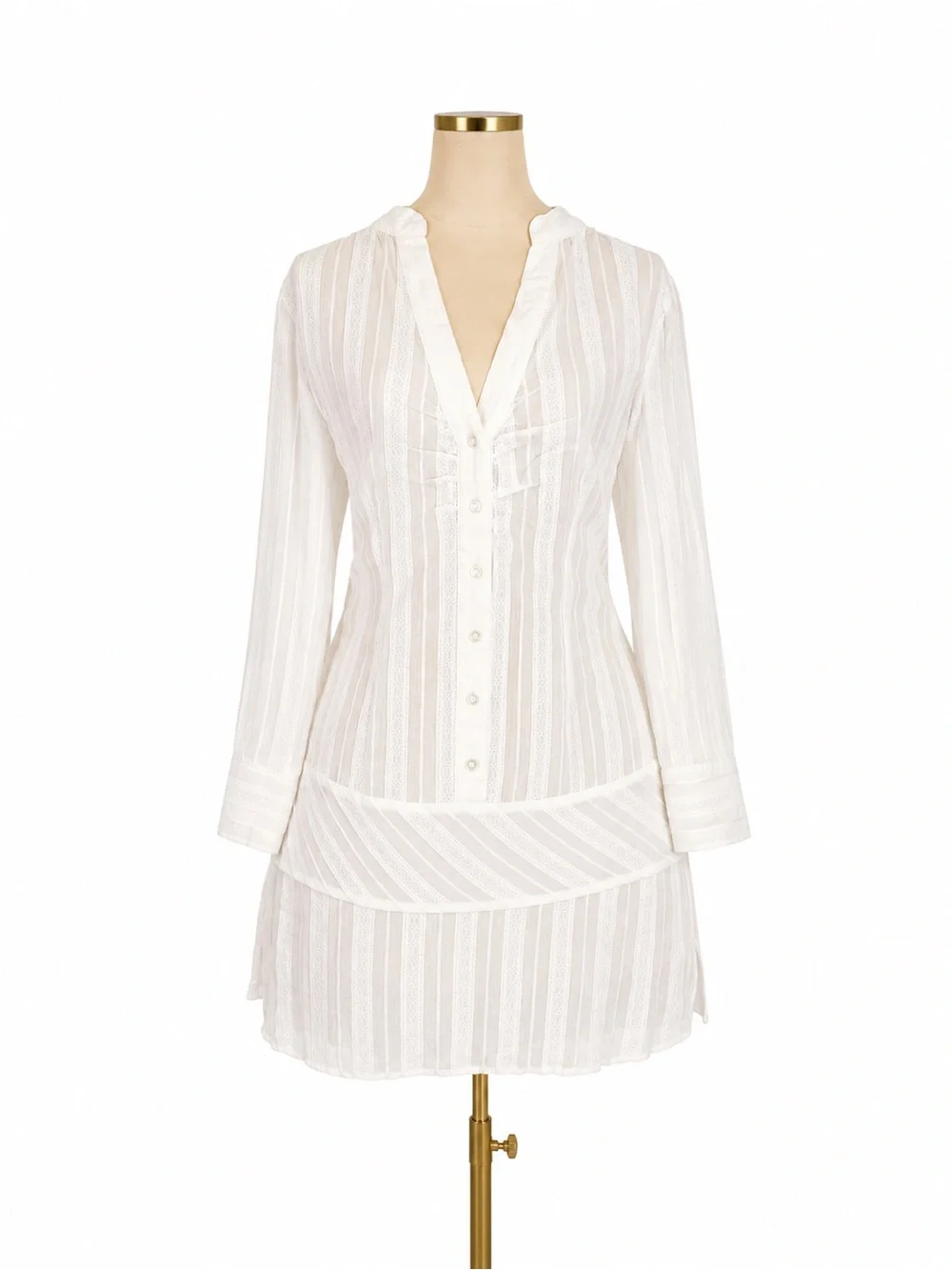 Vintage White Sheer Lace Tunic Blouse